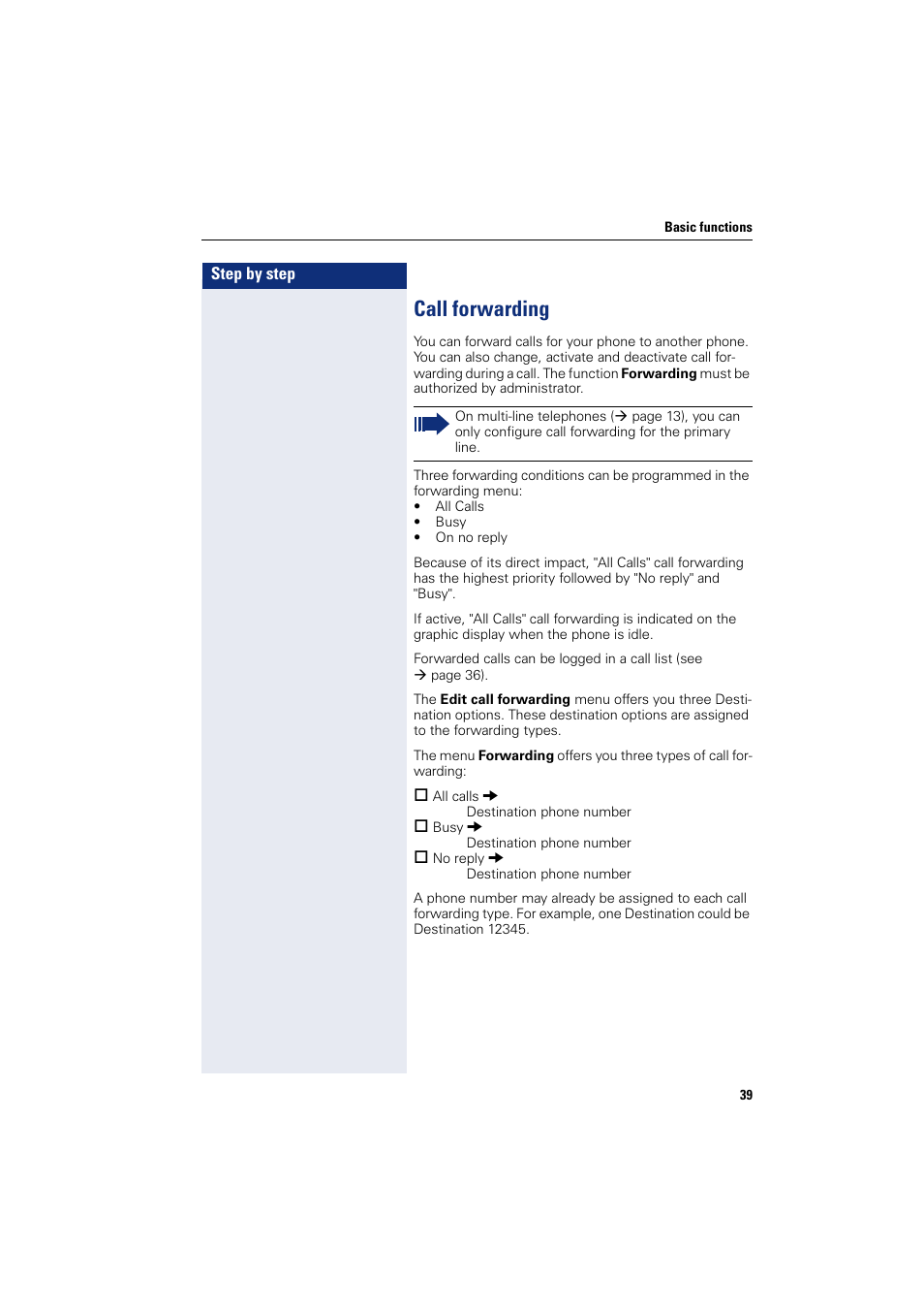 Call forwarding | Siemens HIPATH 8000 User Manual | Page 39 / 205