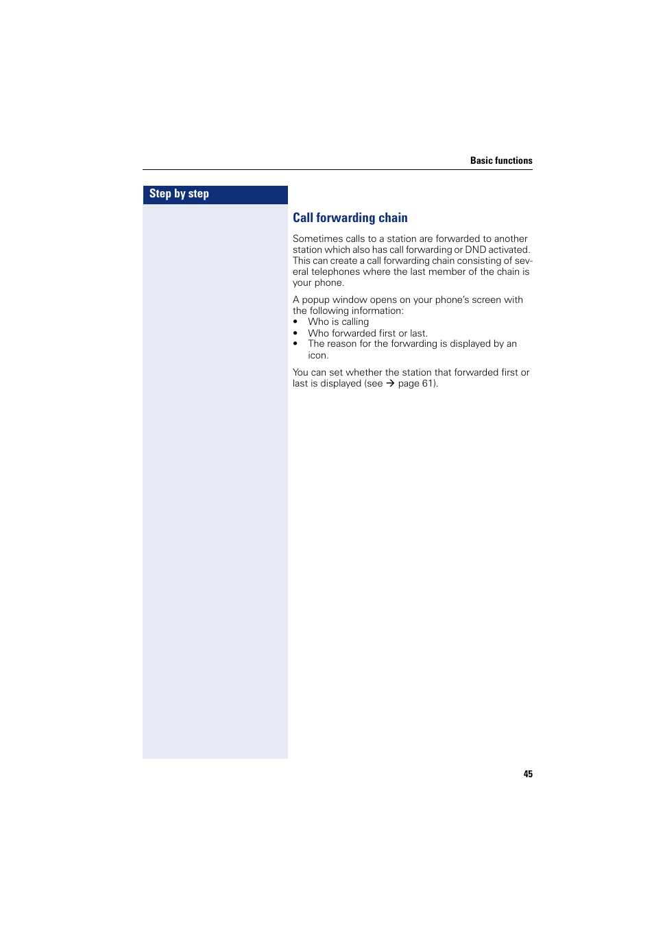 Call forwarding chain | Siemens HIPATH 8000 User Manual | Page 45 / 205