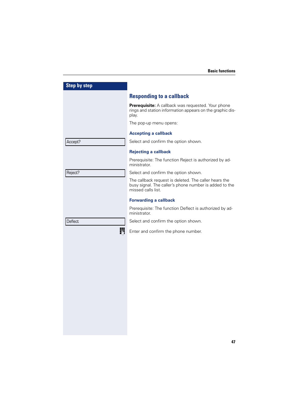 Responding to a callback | Siemens HIPATH 8000 User Manual | Page 47 / 205