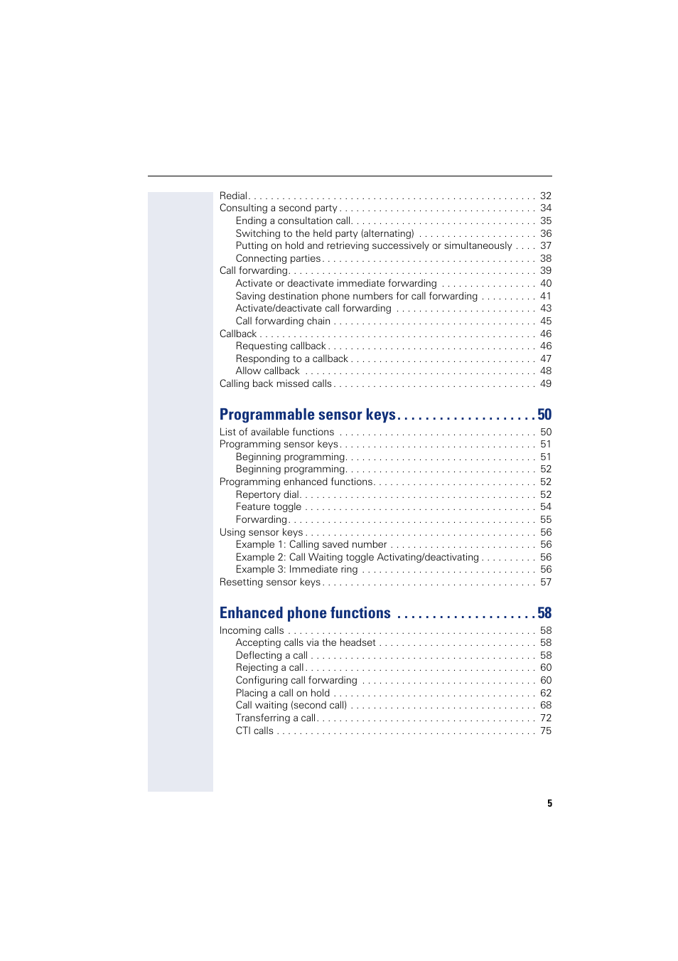 Programmable sensor keys, Enhanced phone functions | Siemens HIPATH 8000 User Manual | Page 5 / 205