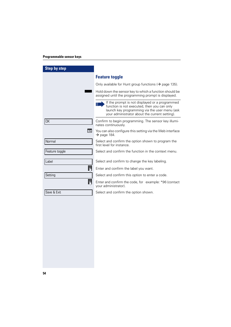 Feature toggle | Siemens HIPATH 8000 User Manual | Page 54 / 205