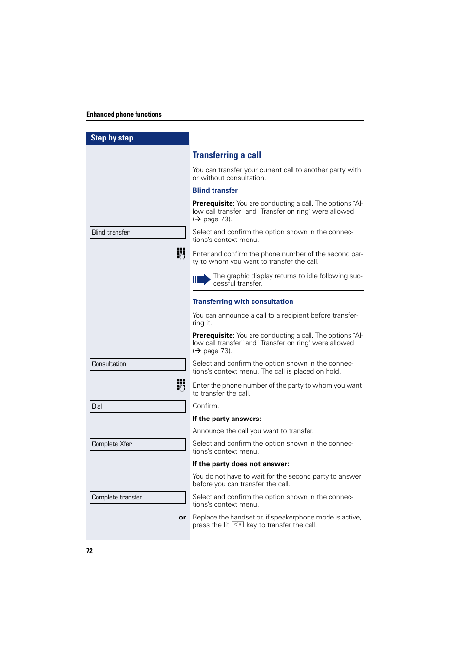 Transferring a call | Siemens HIPATH 8000 User Manual | Page 72 / 205