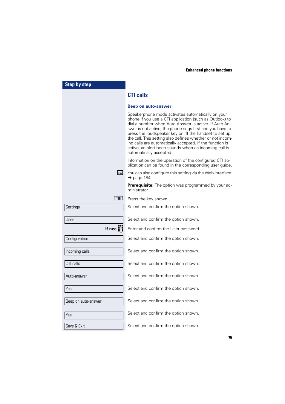 Cti calls | Siemens HIPATH 8000 User Manual | Page 75 / 205