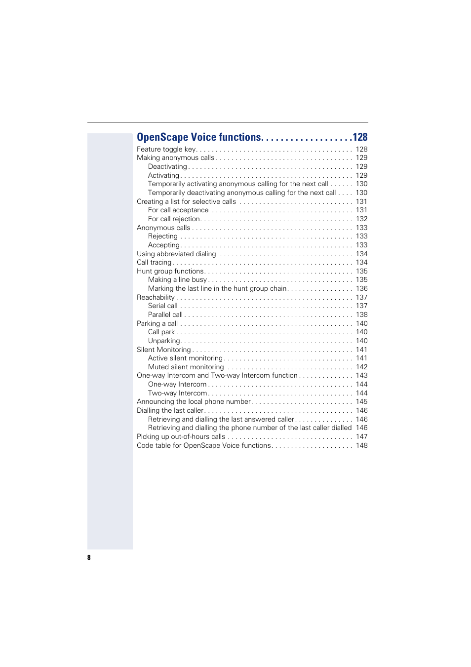 Openscape voice functions | Siemens HIPATH 8000 User Manual | Page 8 / 205