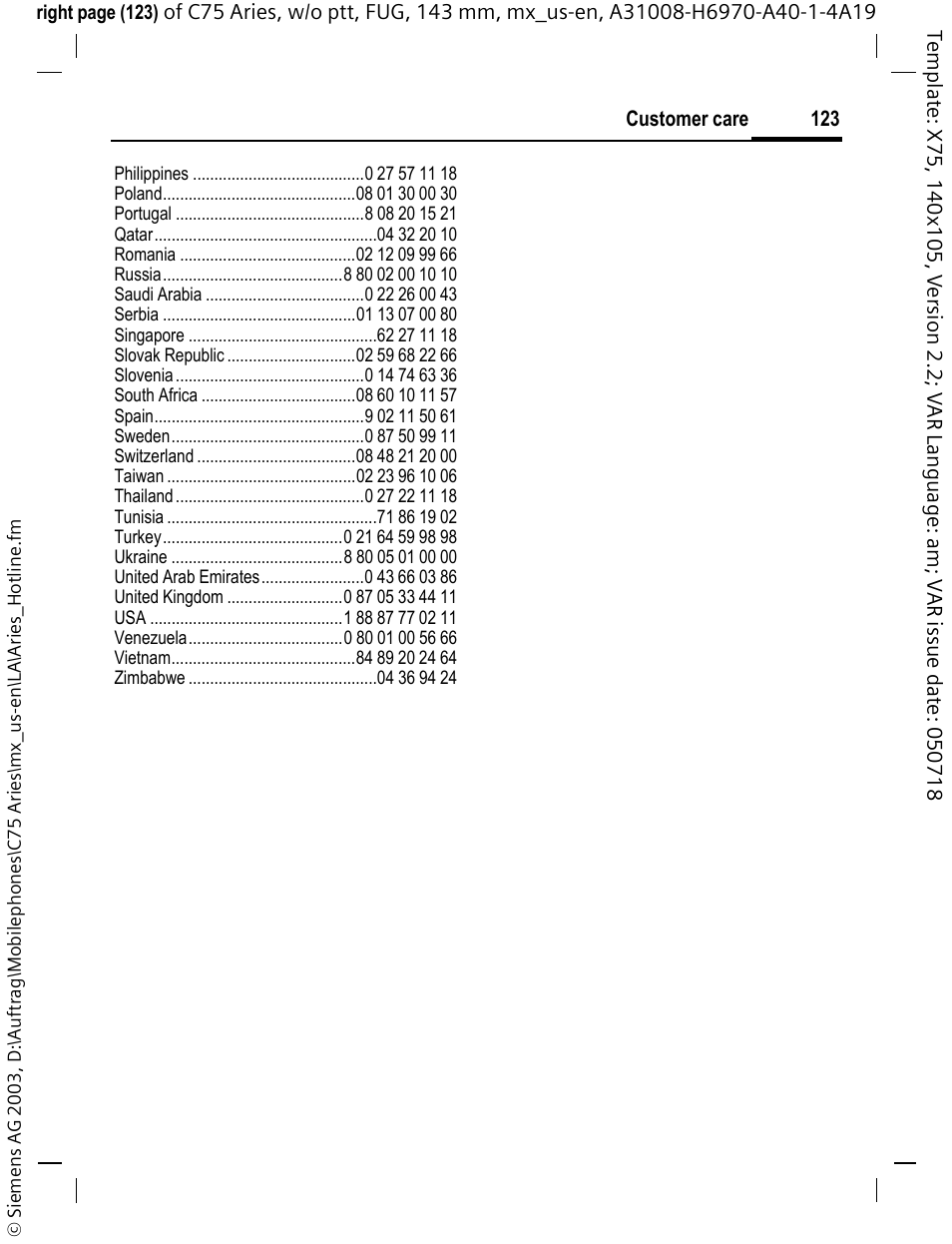 Siemens Gigaset 200 User Manual | Page 124 / 139