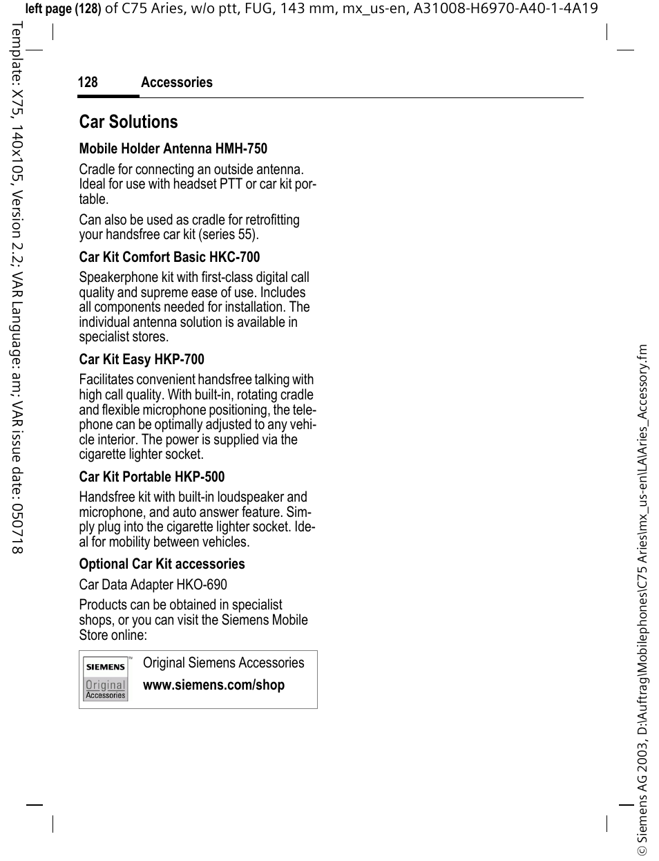 Car solutions | Siemens Gigaset 200 User Manual | Page 129 / 139