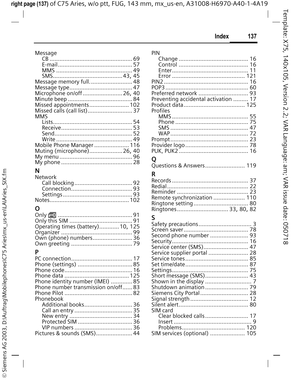 Siemens Gigaset 200 User Manual | Page 138 / 139