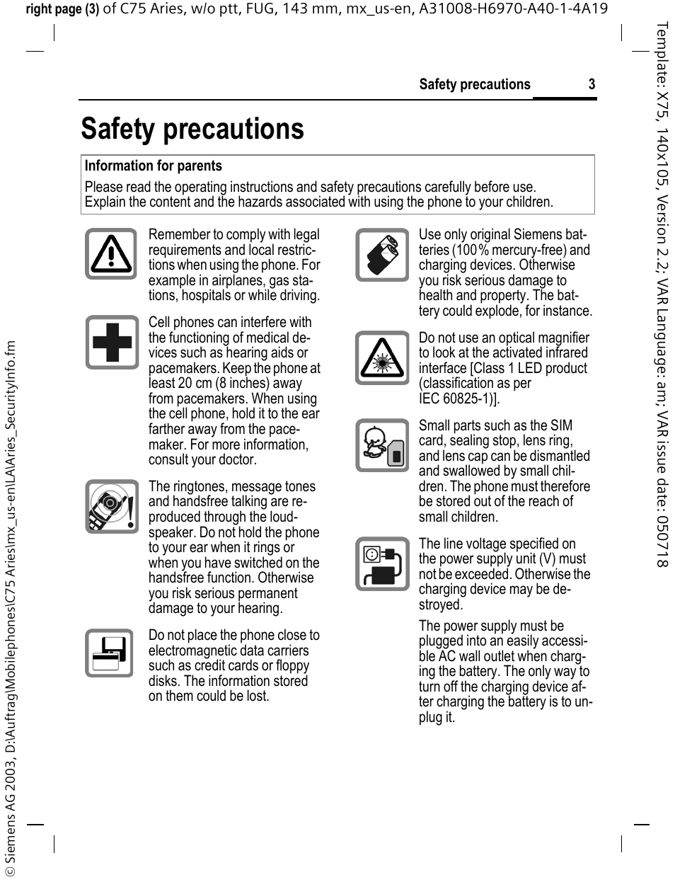 Safety precautions | Siemens Gigaset 200 User Manual | Page 4 / 139