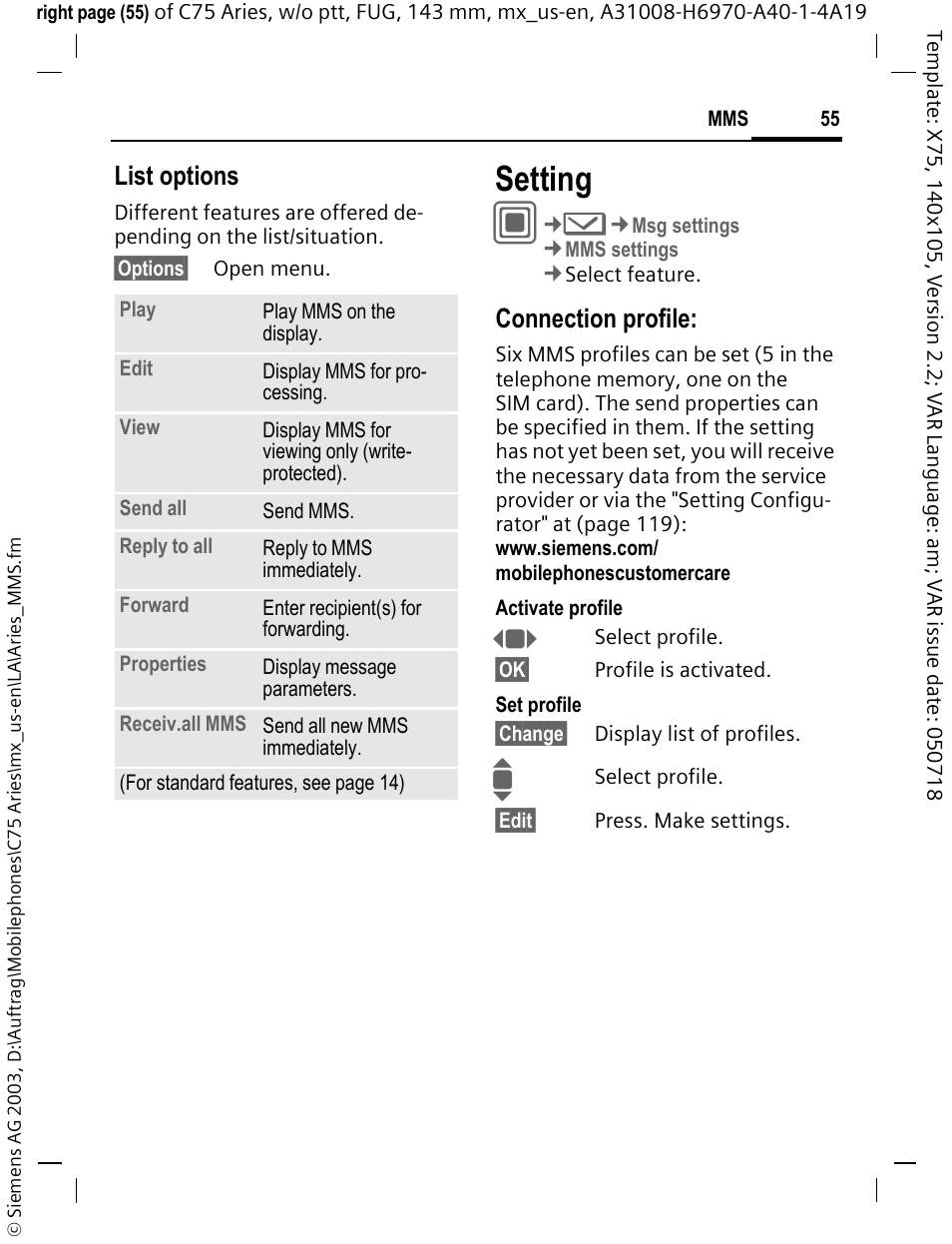 Setting | Siemens Gigaset 200 User Manual | Page 56 / 139