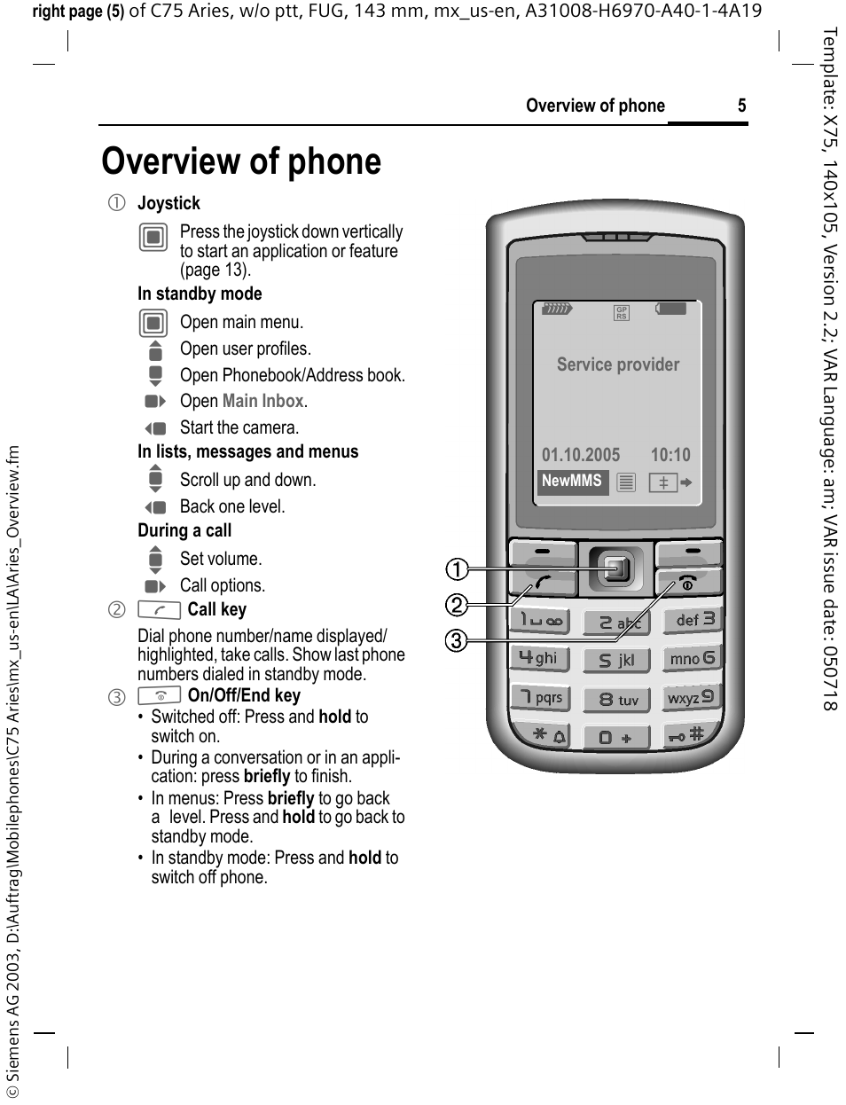 Overview of phone | Siemens Gigaset 200 User Manual | Page 6 / 139