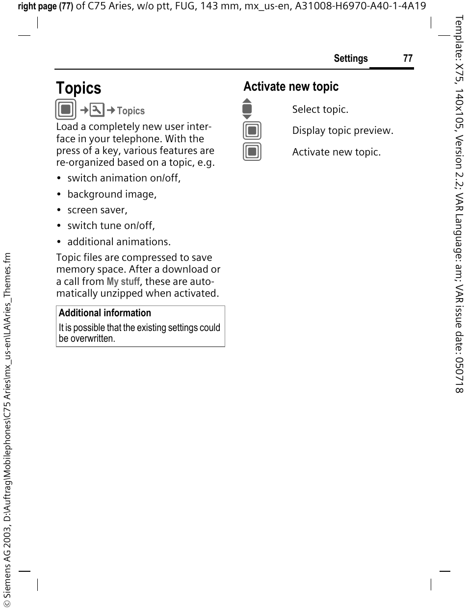 Topics | Siemens Gigaset 200 User Manual | Page 78 / 139