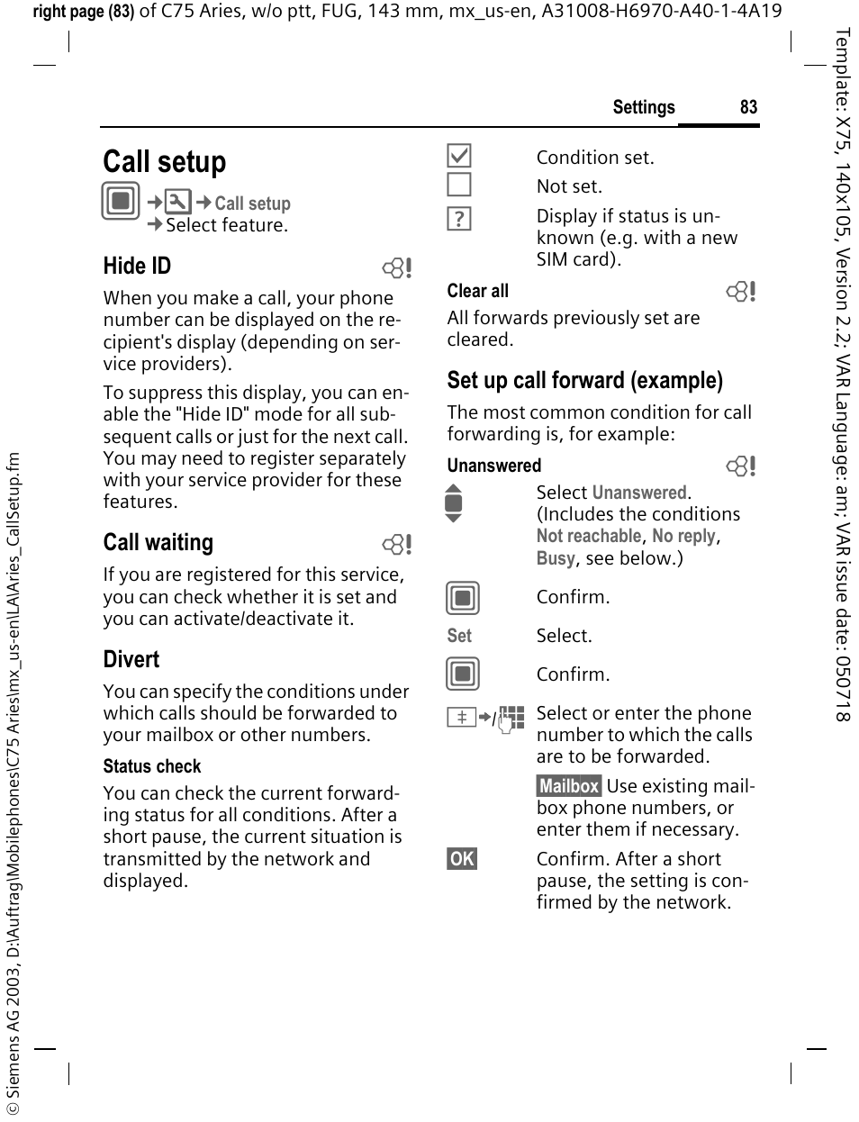 Call setup | Siemens Gigaset 200 User Manual | Page 84 / 139