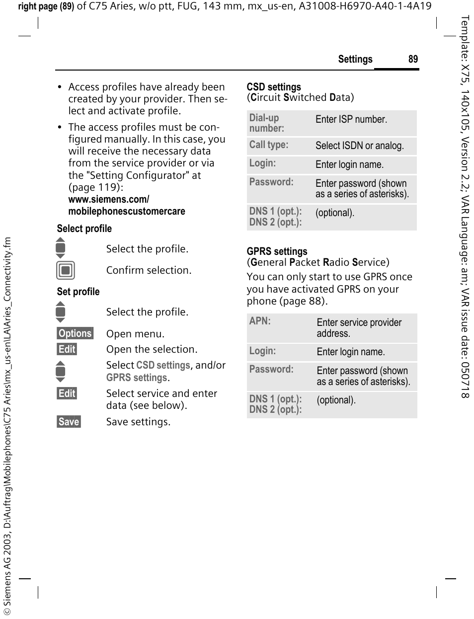 Siemens Gigaset 200 User Manual | Page 90 / 139