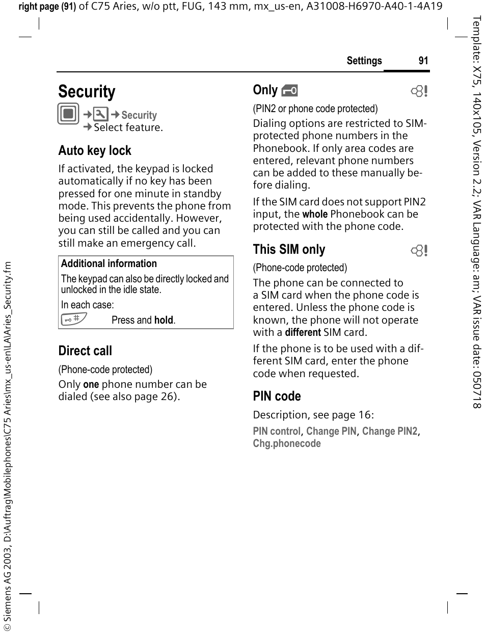 Security | Siemens Gigaset 200 User Manual | Page 92 / 139