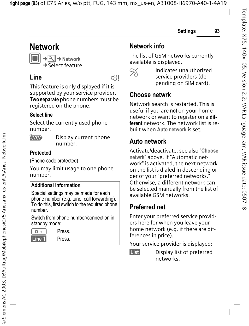 Network | Siemens Gigaset 200 User Manual | Page 94 / 139