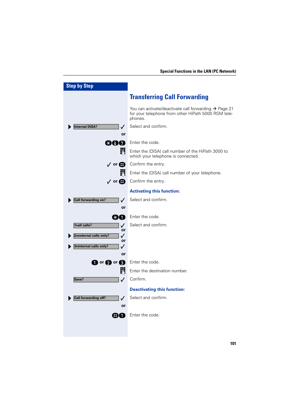 Transferring call forwarding | Siemens 5000 RSM User Manual | Page 101 / 125