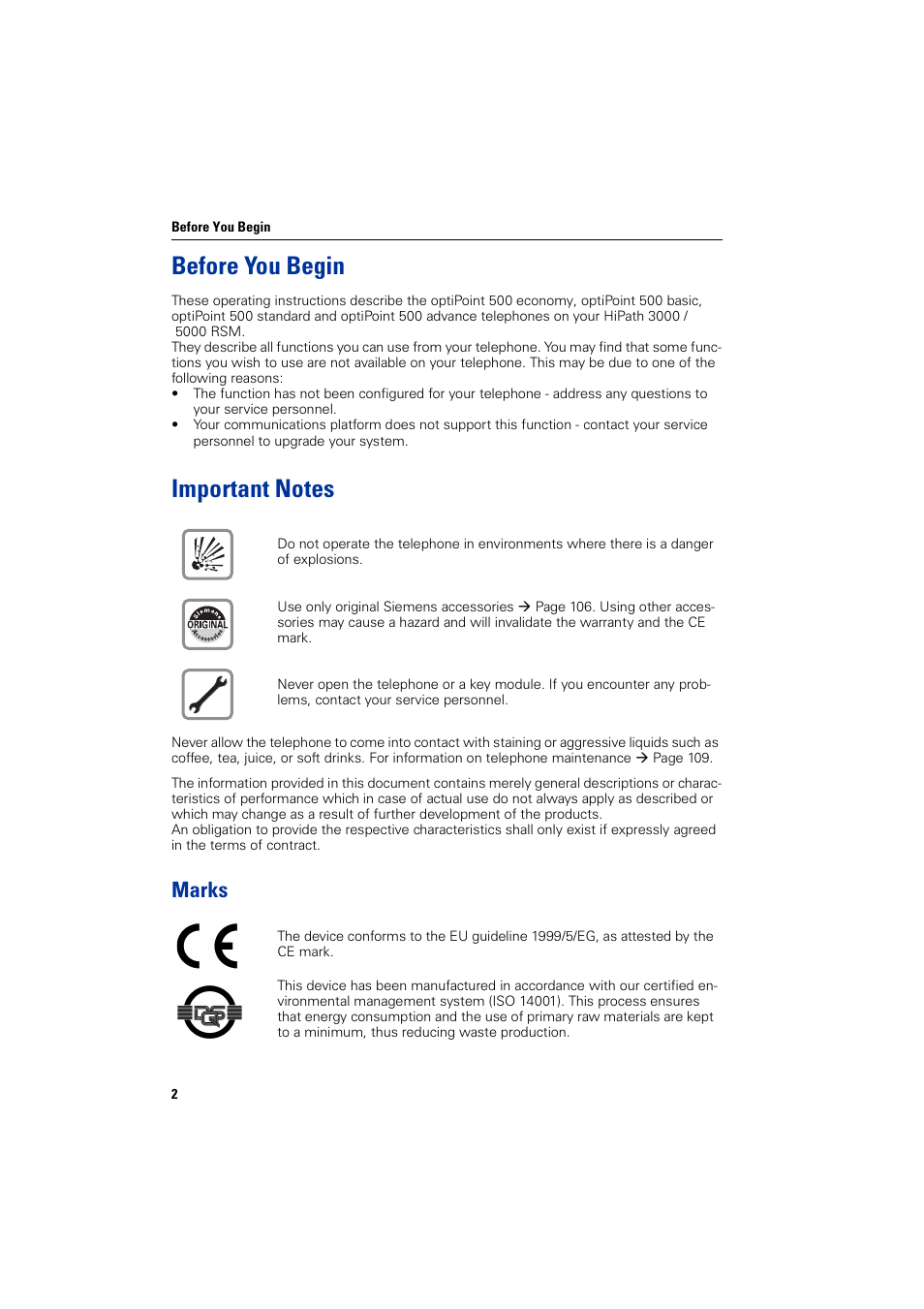 Before you begin, Marks | Siemens 5000 RSM User Manual | Page 2 / 125