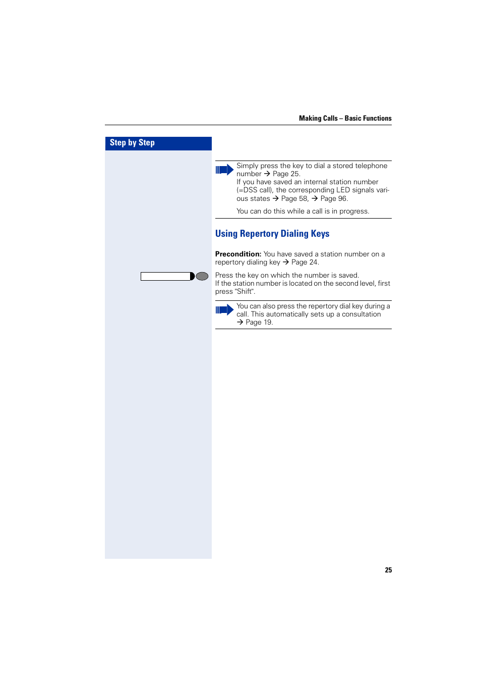 Using repertory dialing keys | Siemens 5000 RSM User Manual | Page 25 / 125