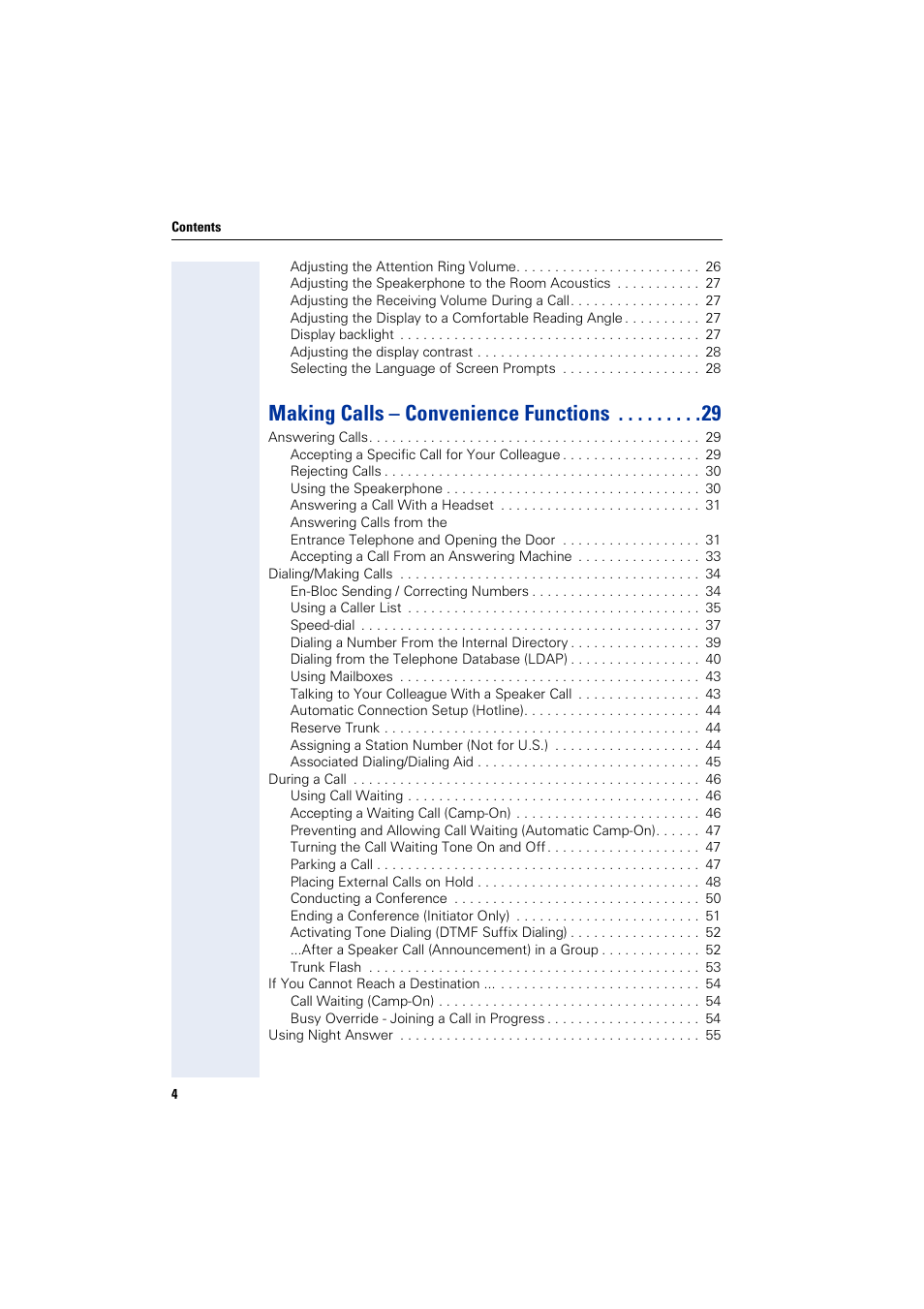 Making calls – convenience functions | Siemens 5000 RSM User Manual | Page 4 / 125