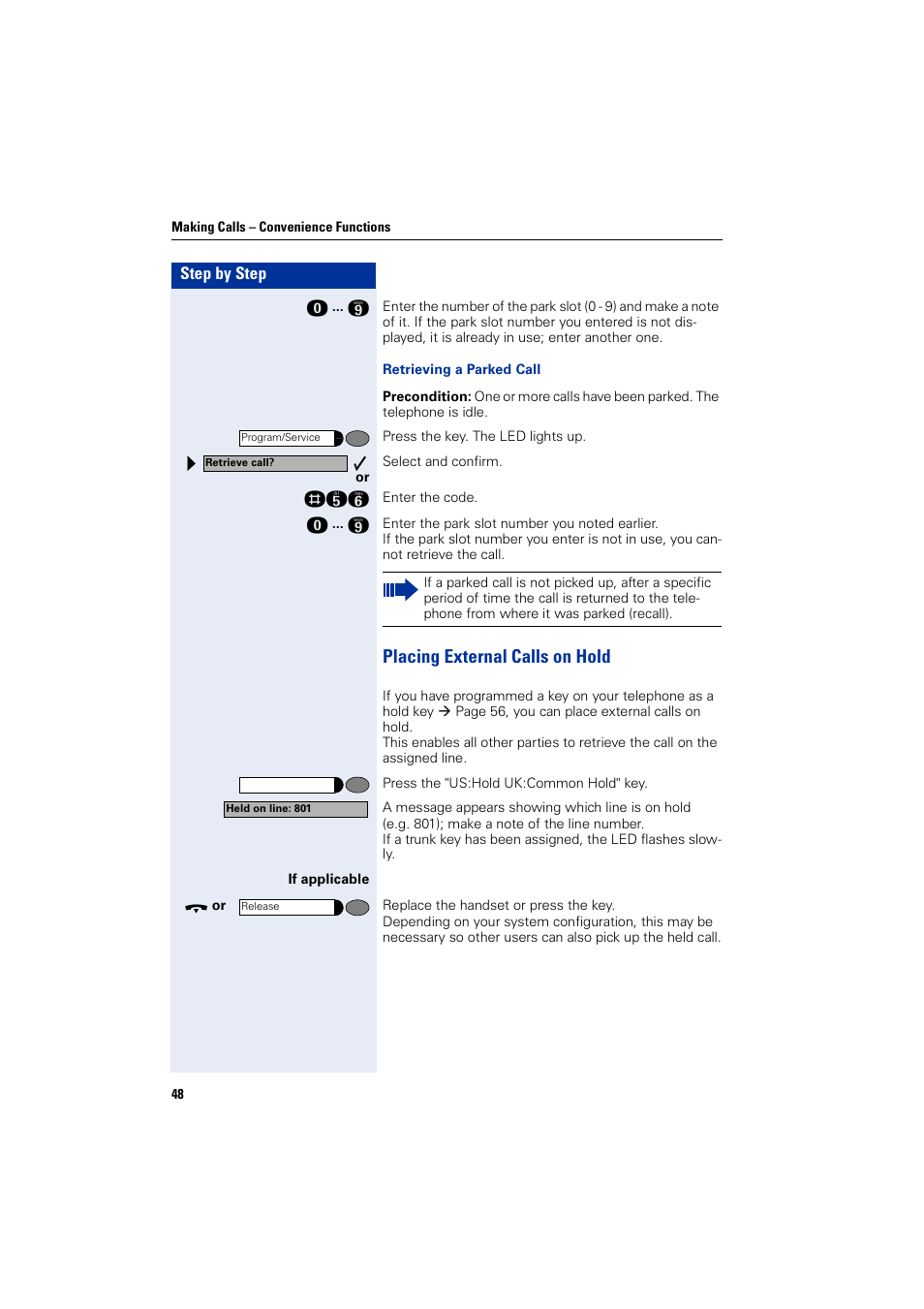 Placing external calls on hold | Siemens 5000 RSM User Manual | Page 48 / 125