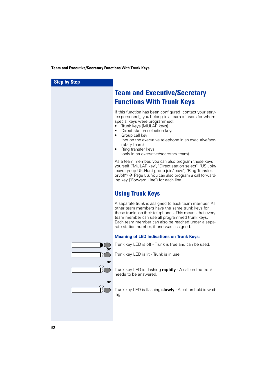 Using trunk keys | Siemens 5000 RSM User Manual | Page 92 / 125