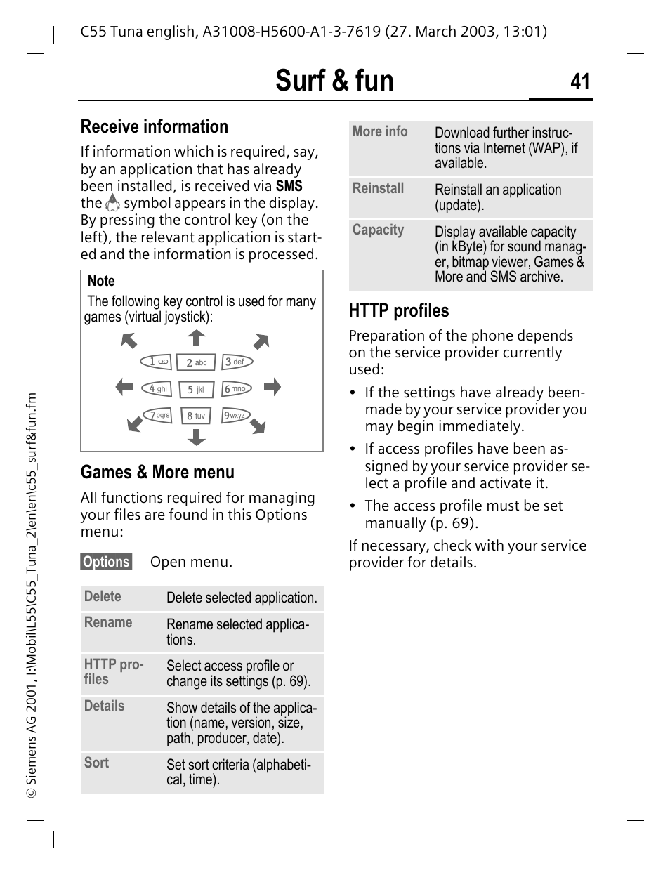 Surf & fun | Siemens C55 User Manual | Page 42 / 110