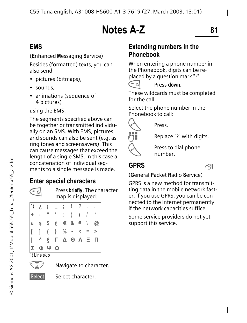 P. 81 | Siemens C55 User Manual | Page 82 / 110