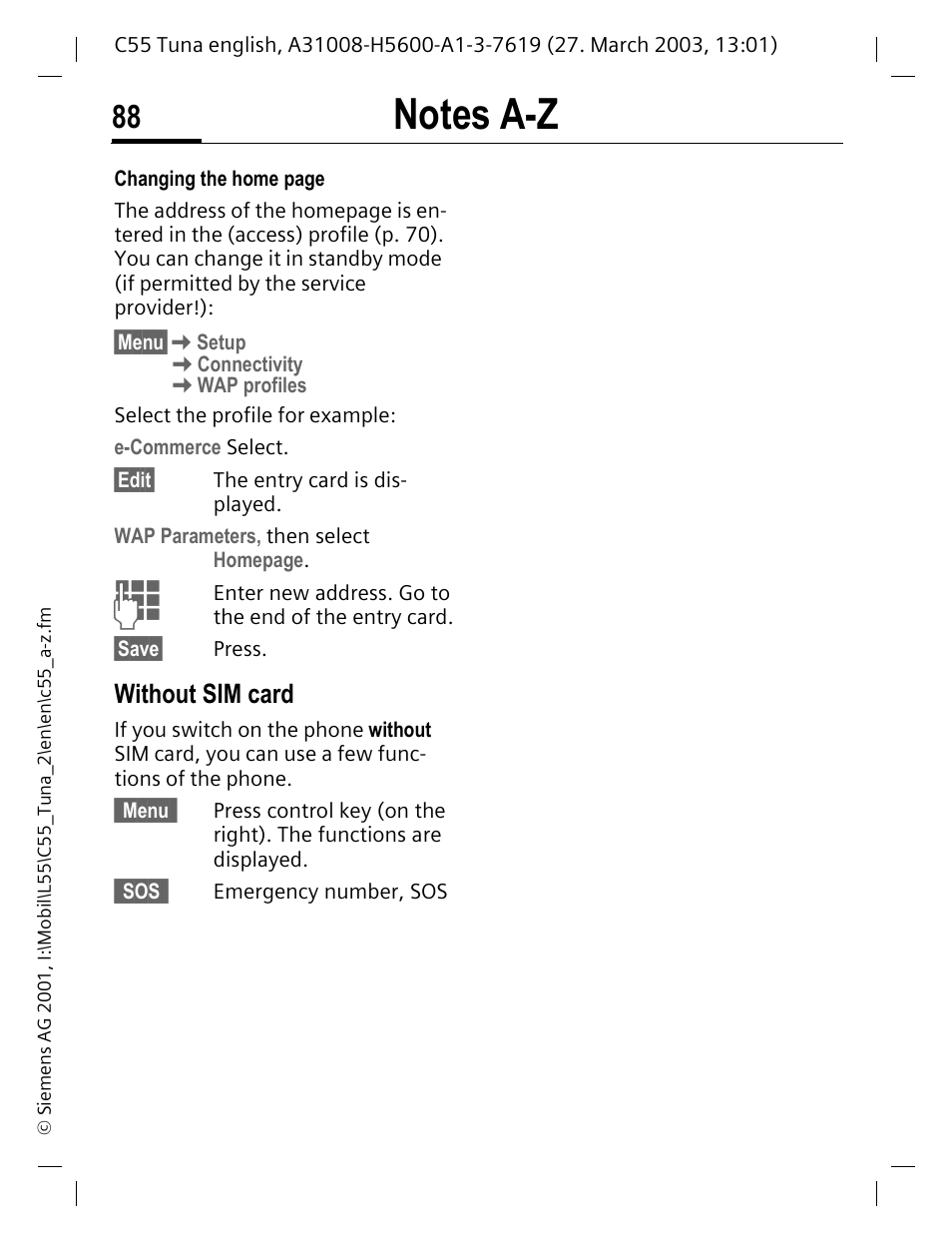 Without sim card | Siemens C55 User Manual | Page 89 / 110