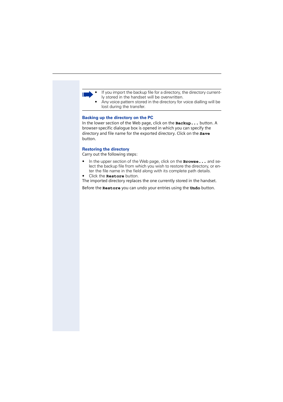 Backing up/restoring the directory | Siemens 2000 User Manual | Page 16 / 56