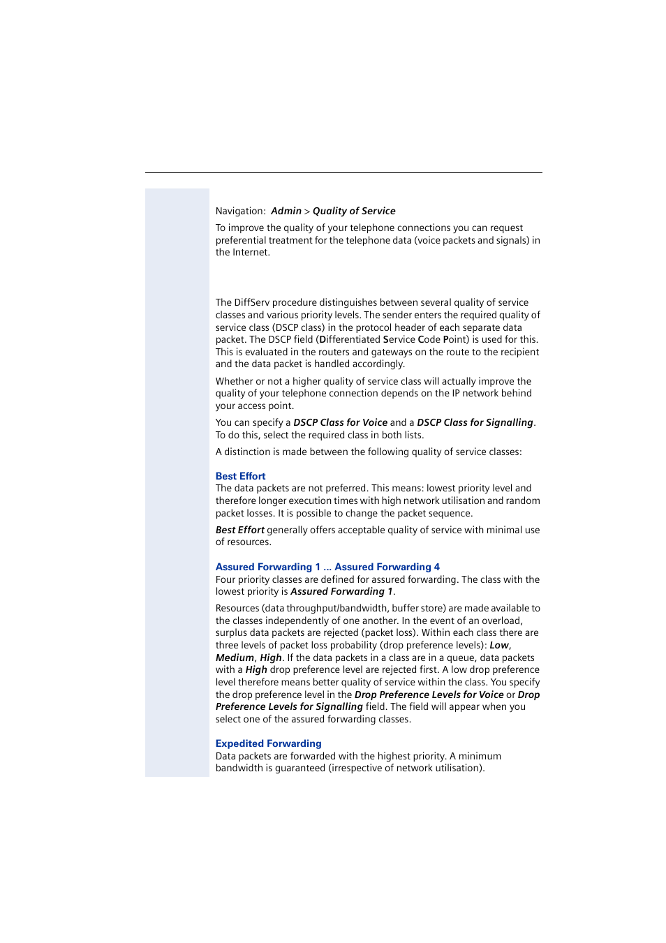 Quality of service(qos): protocol settings, Quality of service for ip | Siemens 2000 User Manual | Page 37 / 56