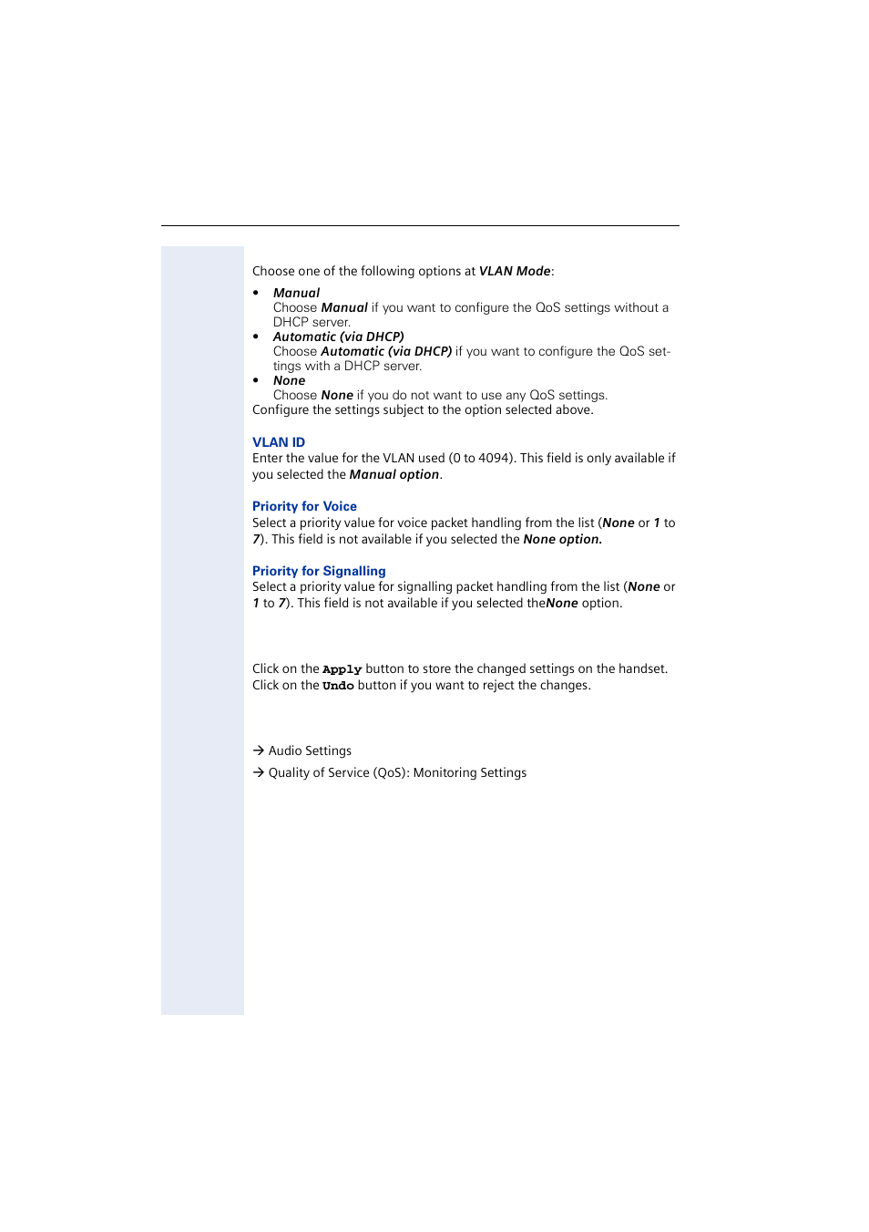 Vlan settings, Saving/rejecting settings, Related topics | Siemens 2000 User Manual | Page 38 / 56