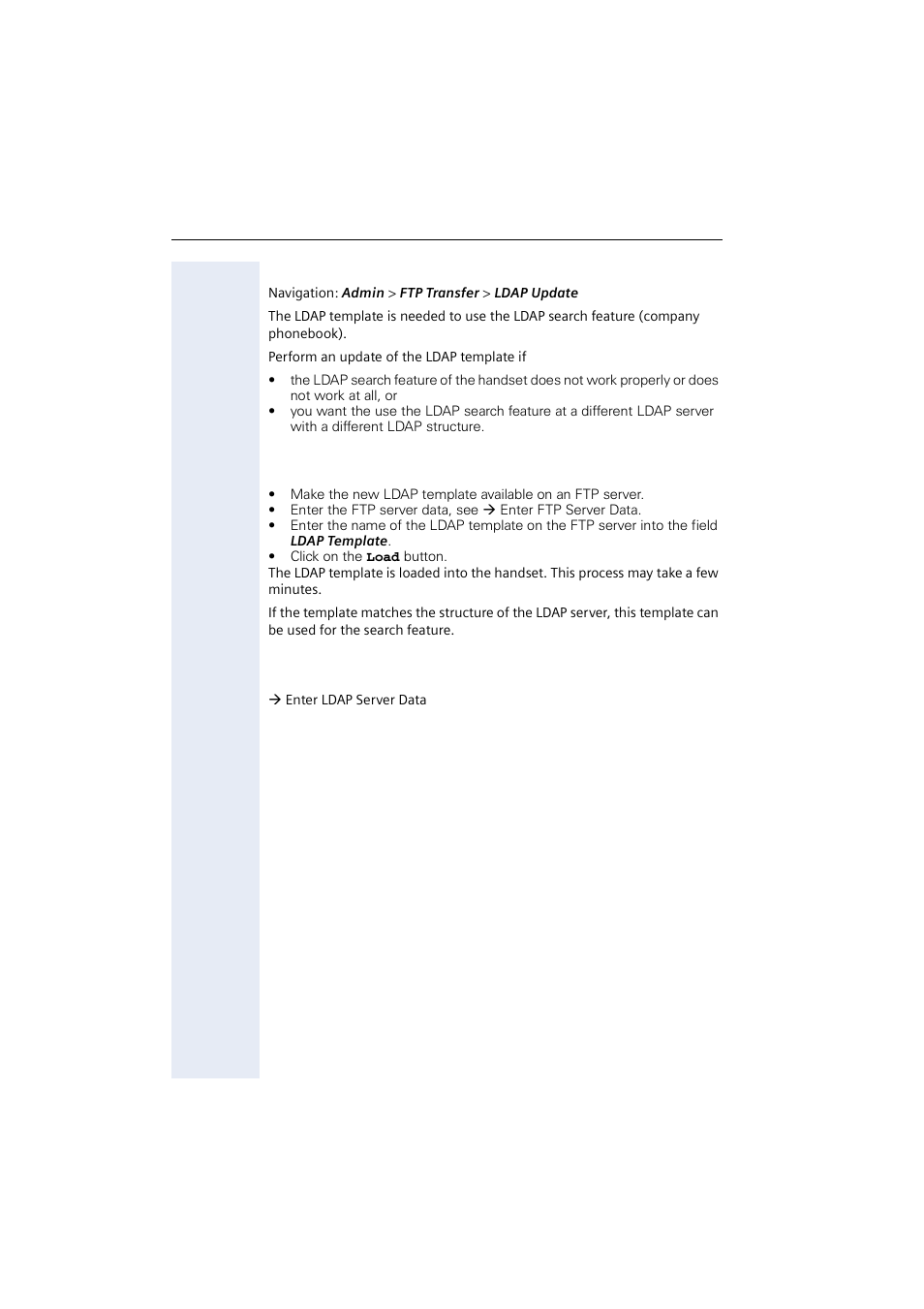 Ftp update ldap template, Loading a new ldap template, Related topics | Æ ftp update ldap template | Siemens 2000 User Manual | Page 48 / 56