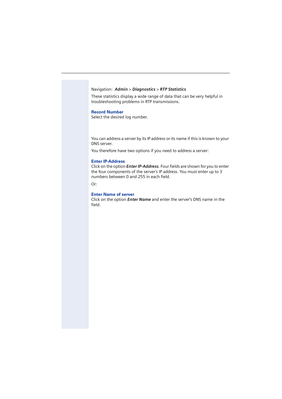 Rtp statistics, Addressing a server, Æ addressing a server) | Siemens 2000 User Manual | Page 55 / 56