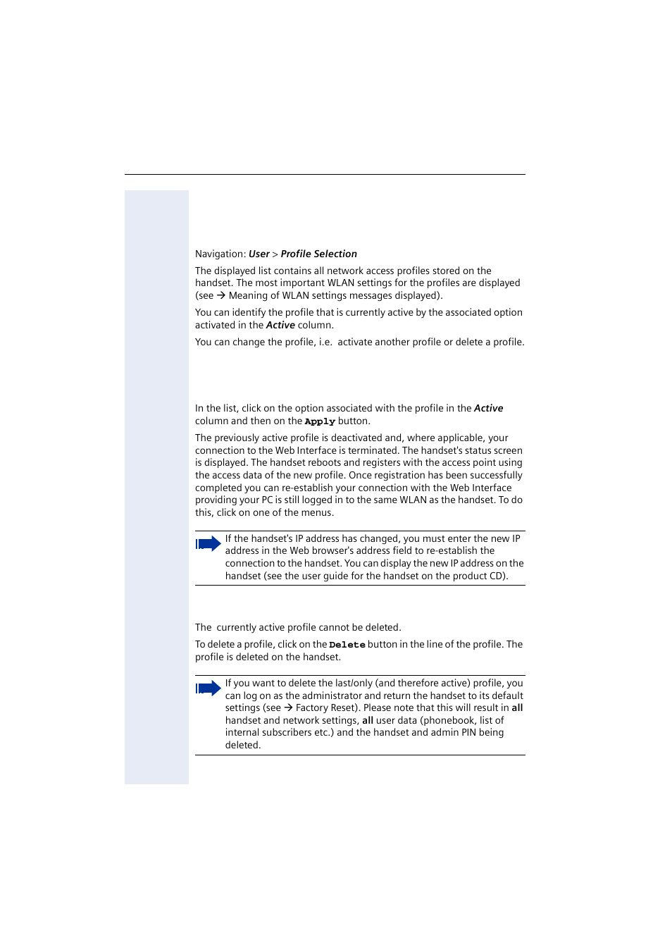 Menu user, Profile selection (user), Deleting a profile | Siemens 2000 User Manual | Page 8 / 56