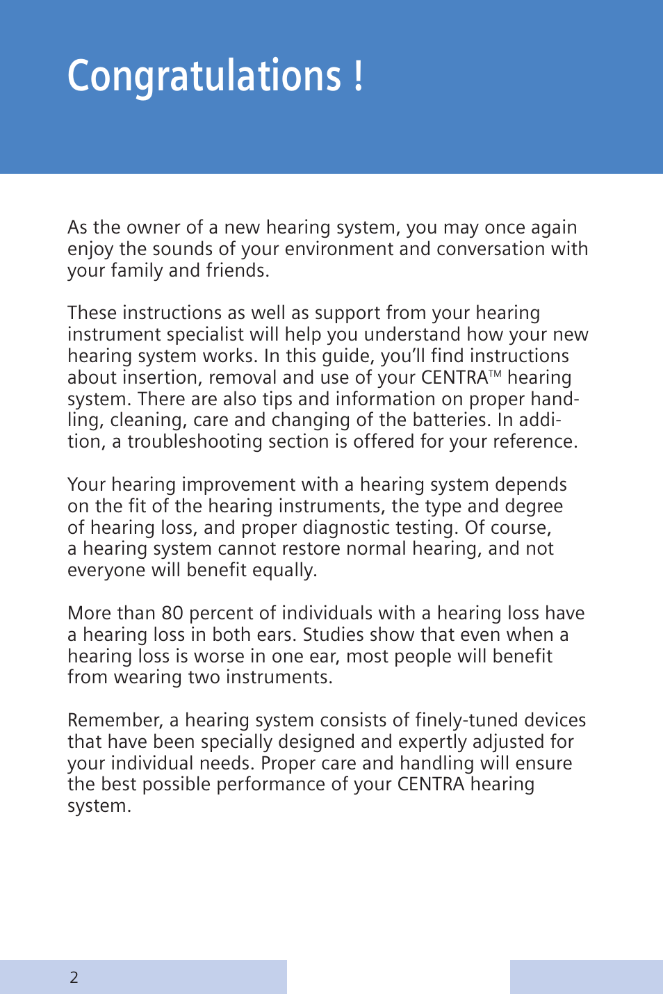 Siemens CENTRA Behind-the-Ear System User Manual | Page 2 / 28