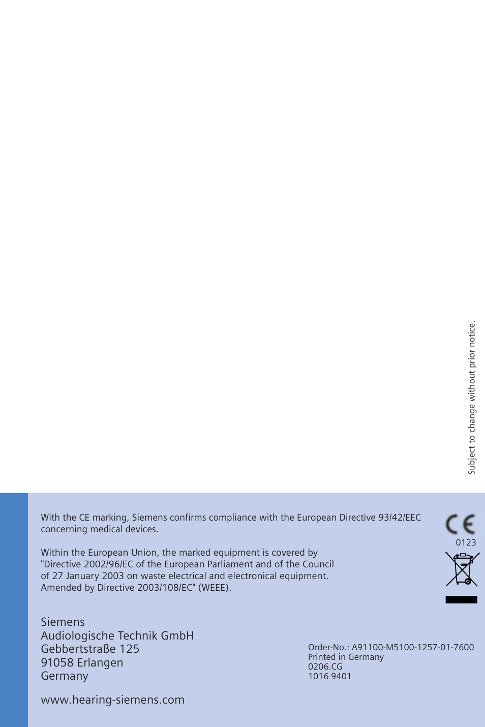 Siemens CENTRA Behind-the-Ear System User Manual | Page 28 / 28