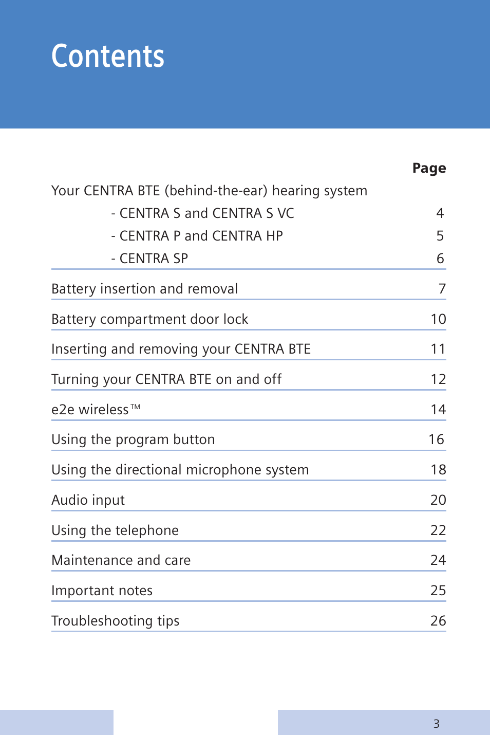 Siemens CENTRA Behind-the-Ear System User Manual | Page 3 / 28