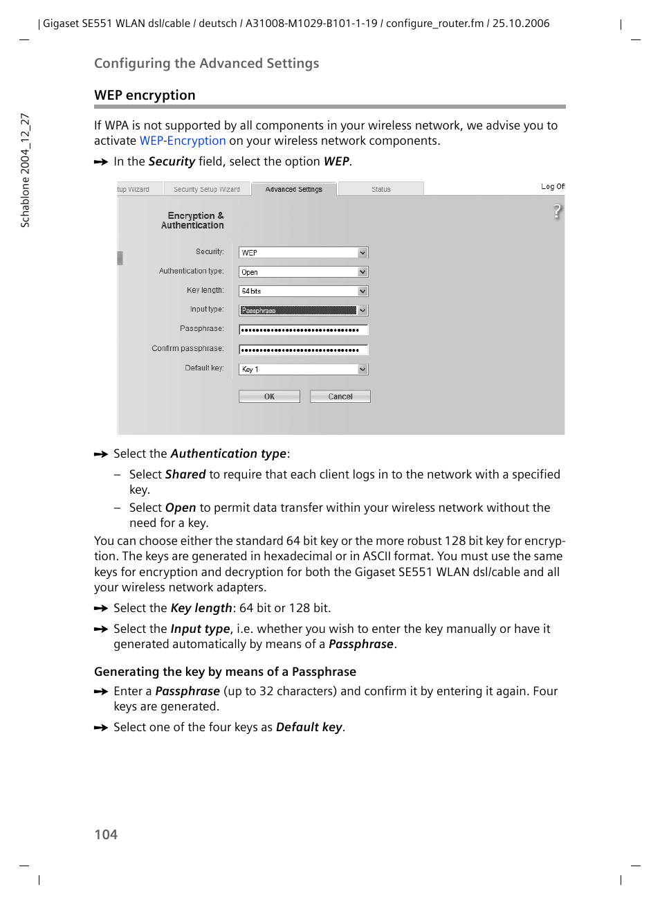 Wep encryption | Siemens gigaset SE551 User Manual | Page 106 / 175