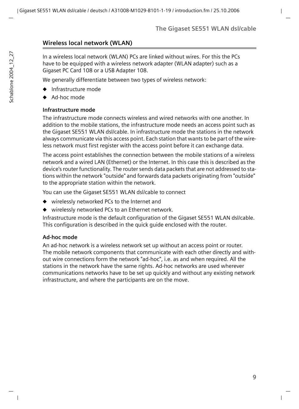 Wireless local network (wlan) | Siemens gigaset SE551 User Manual | Page 11 / 175