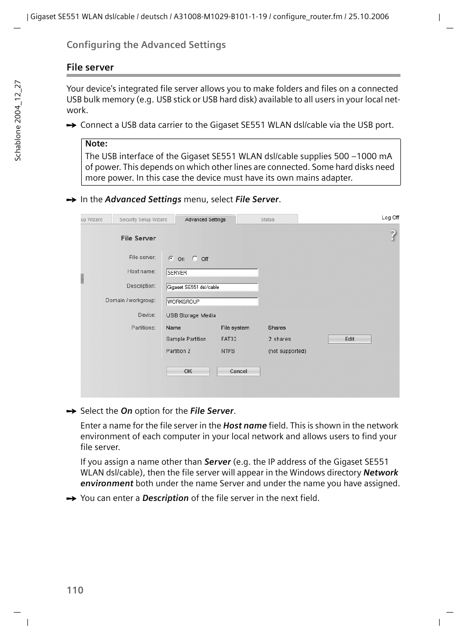 File server | Siemens gigaset SE551 User Manual | Page 112 / 175