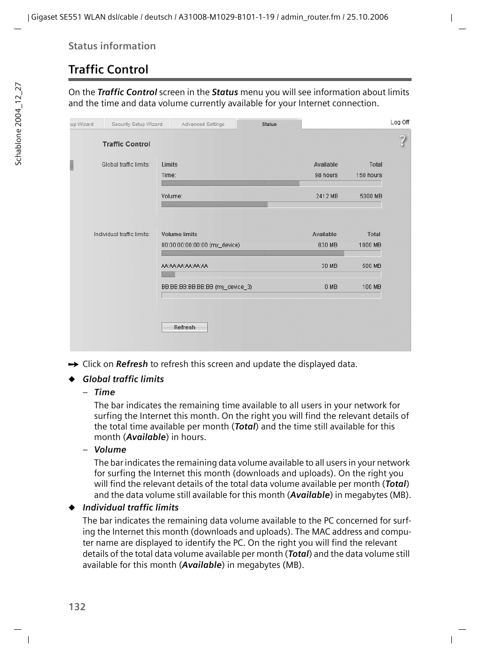 Traffic control | Siemens gigaset SE551 User Manual | Page 134 / 175