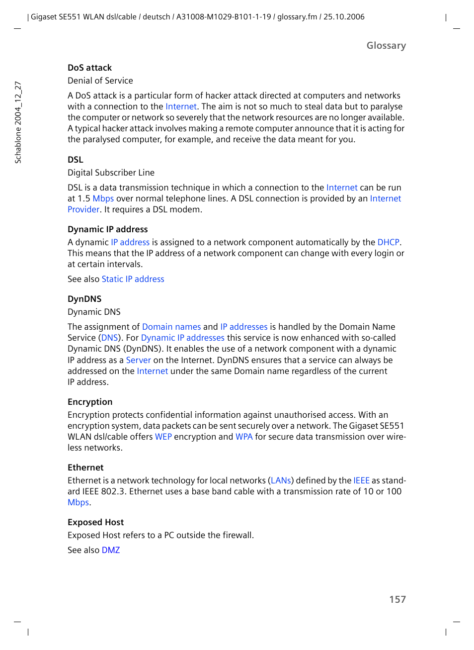 Ethernet, Exposed host, Dynamic ip addresses | T the, Encryption, Dyndns, Ting | Siemens gigaset SE551 User Manual | Page 159 / 175