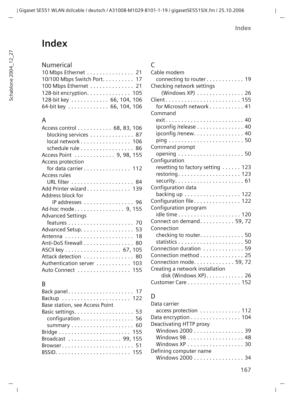 Index, Numerical | Siemens gigaset SE551 User Manual | Page 169 / 175