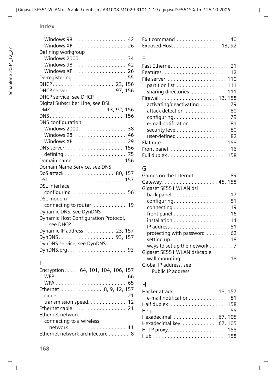 Siemens gigaset SE551 User Manual | Page 170 / 175