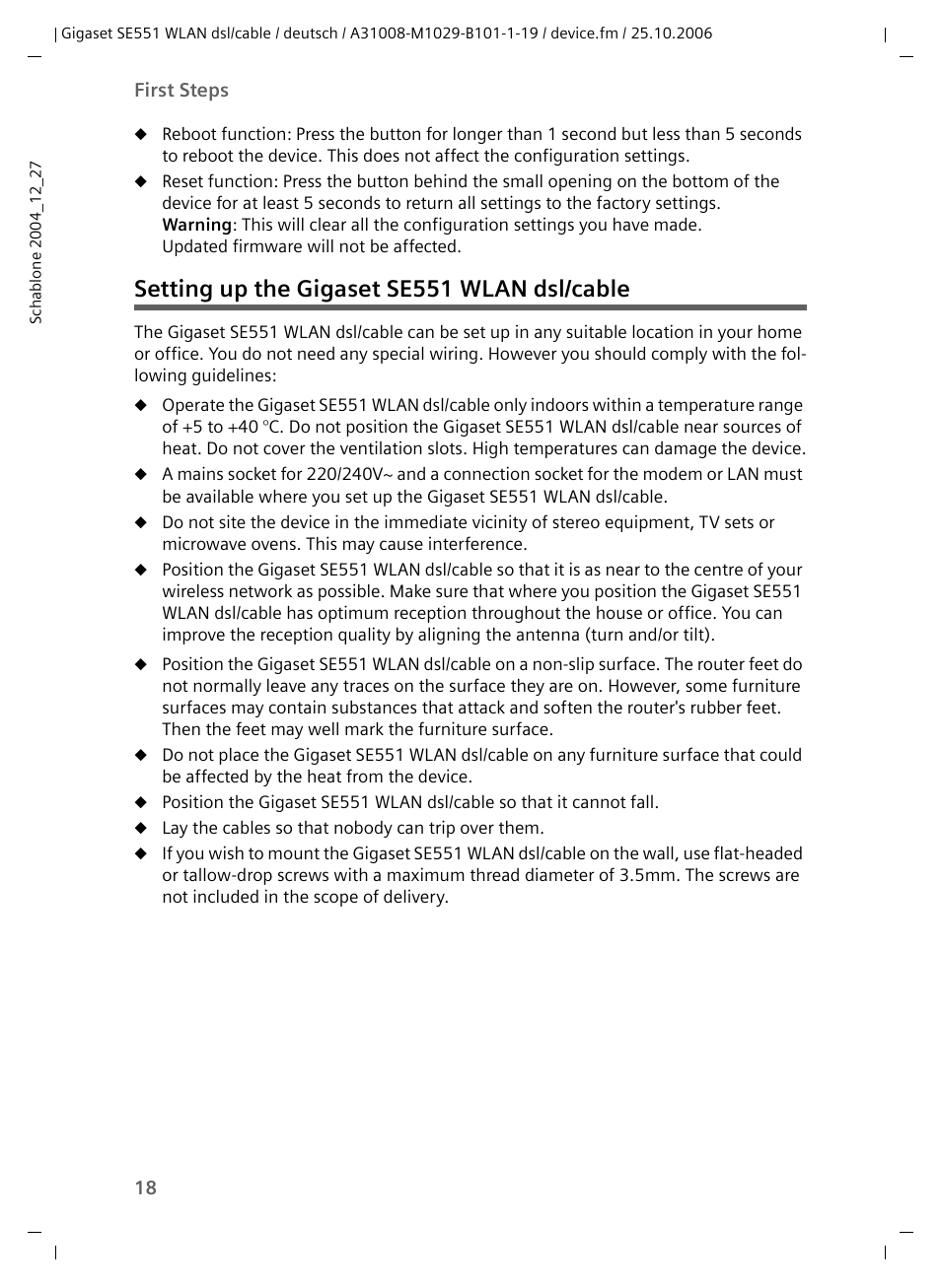 Setting up the gigaset se551 wlan dsl/cable | Siemens gigaset SE551 User Manual | Page 20 / 175