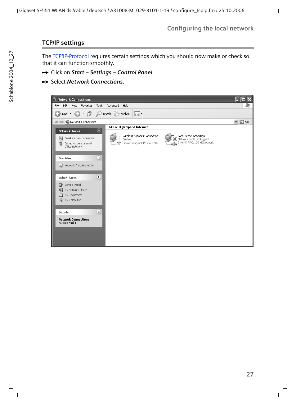 Tcp/ip settings | Siemens gigaset SE551 User Manual | Page 29 / 175