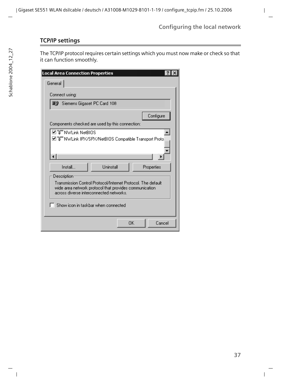 Tcp/ip settings | Siemens gigaset SE551 User Manual | Page 39 / 175