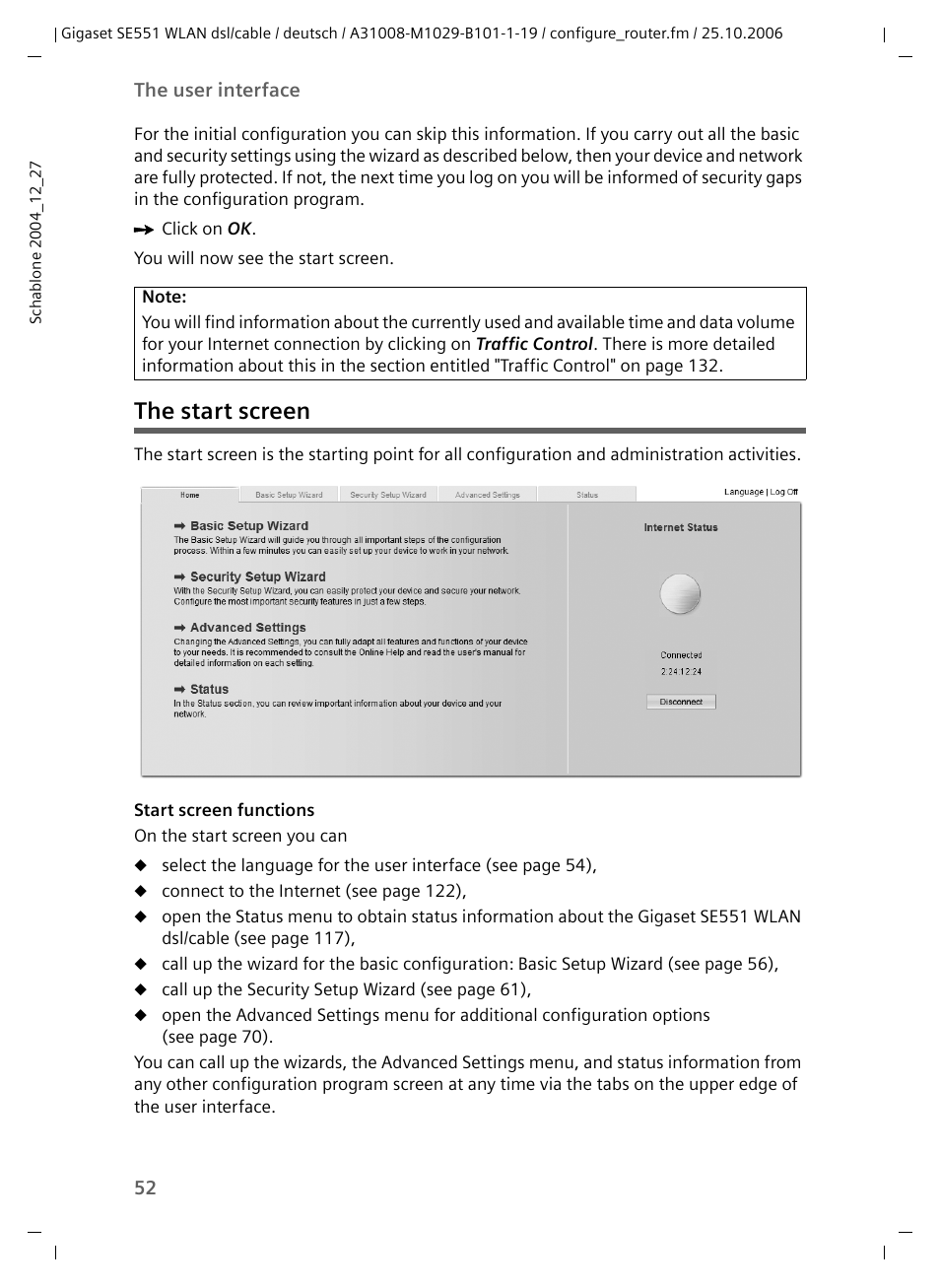 The start screen | Siemens gigaset SE551 User Manual | Page 54 / 175