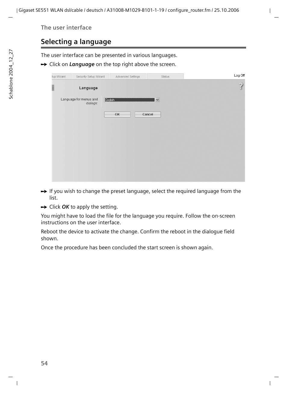 Selecting a language | Siemens gigaset SE551 User Manual | Page 56 / 175