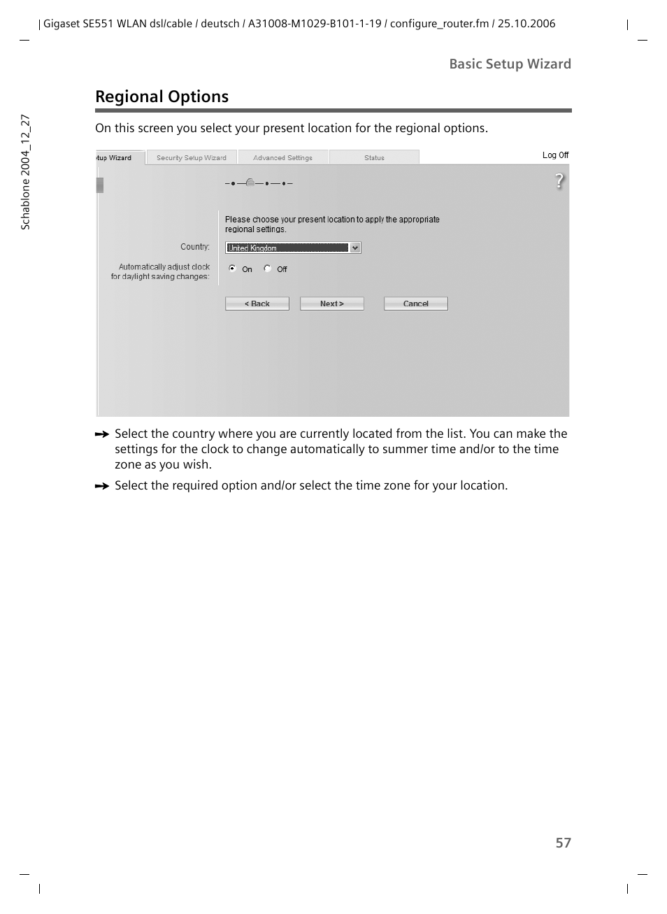 Regional options | Siemens gigaset SE551 User Manual | Page 59 / 175